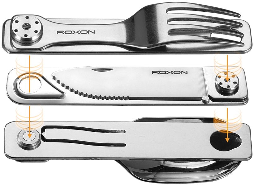 Набір столового приладдя Roxon C1 3 in1 (ложка, вилка, ніж) сірийфото3