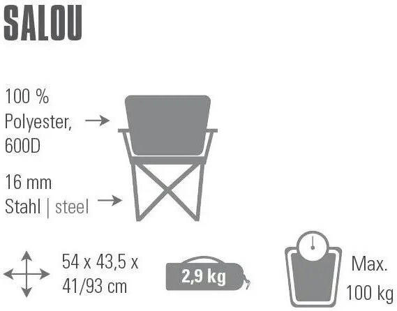 Стілець розкладний High Peak Salou Dark Grey/Blue (44108)фото2