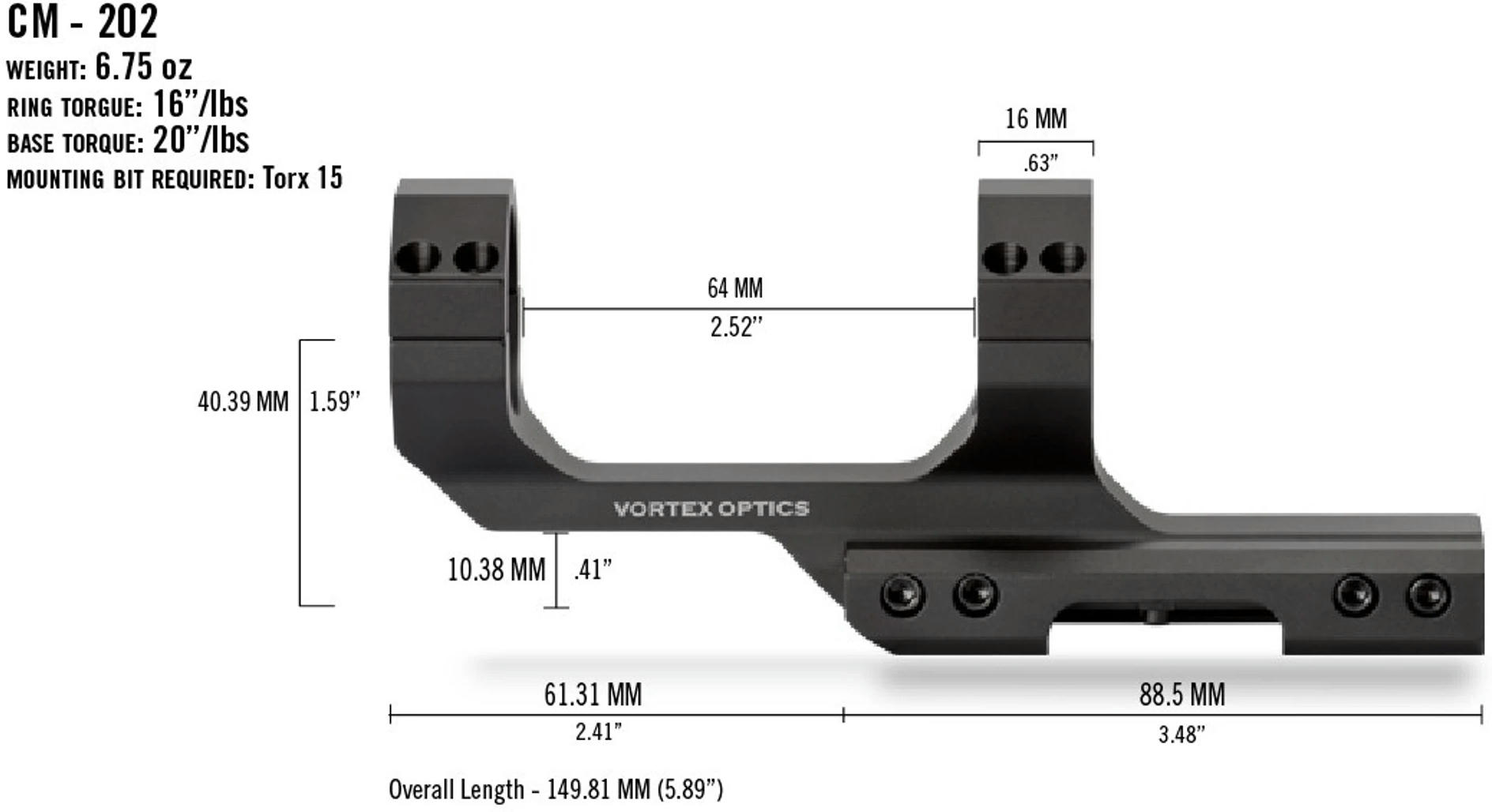 Кріплення Vortex Cantilever Mount 30mm 2" Offset Rings (CM-202)фото4