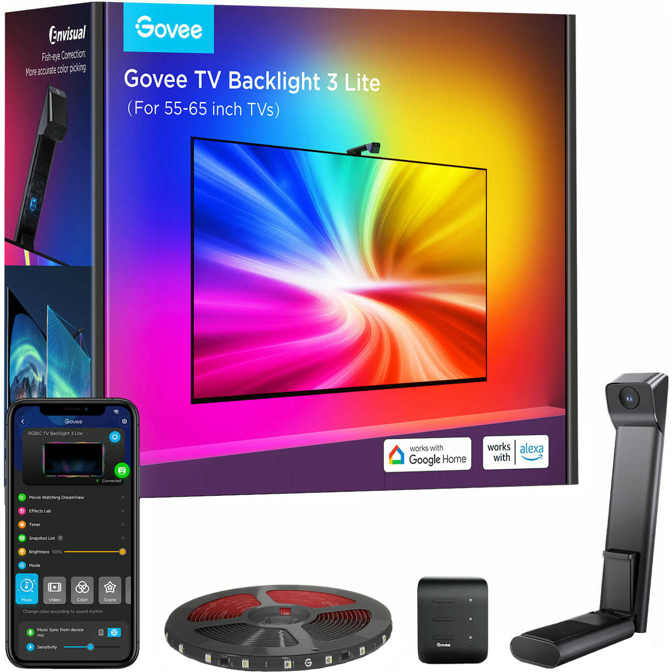 Набор адаптивной подсветки Govee H6099 Backlight 3 Lite 55-65' RGB Черный (H60993D1) фото 2
