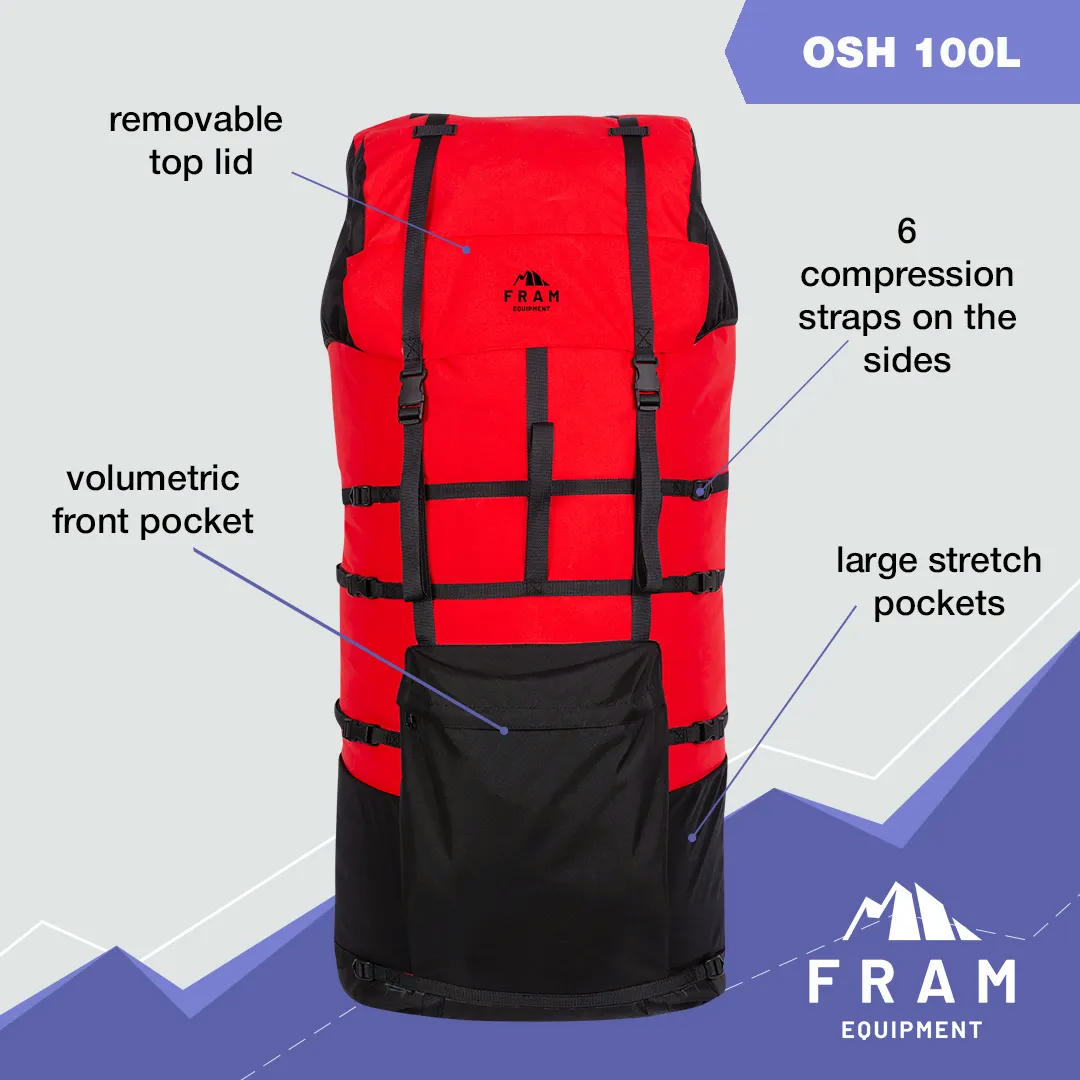 Рюкзак Fram Osh 100L S красный-черный фото 11