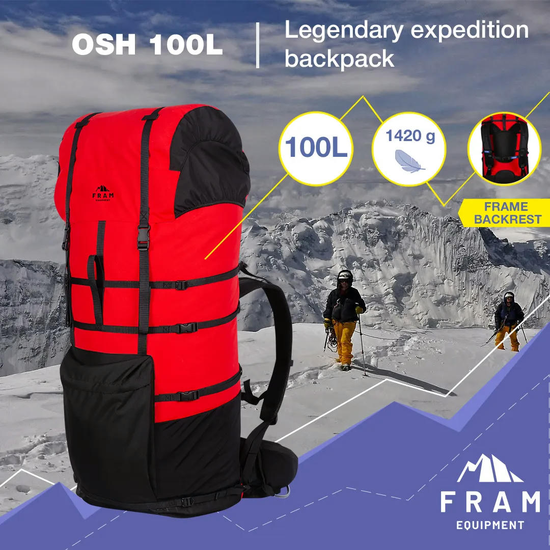 Рюкзак Fram Osh 100L S красный-черный фото 9