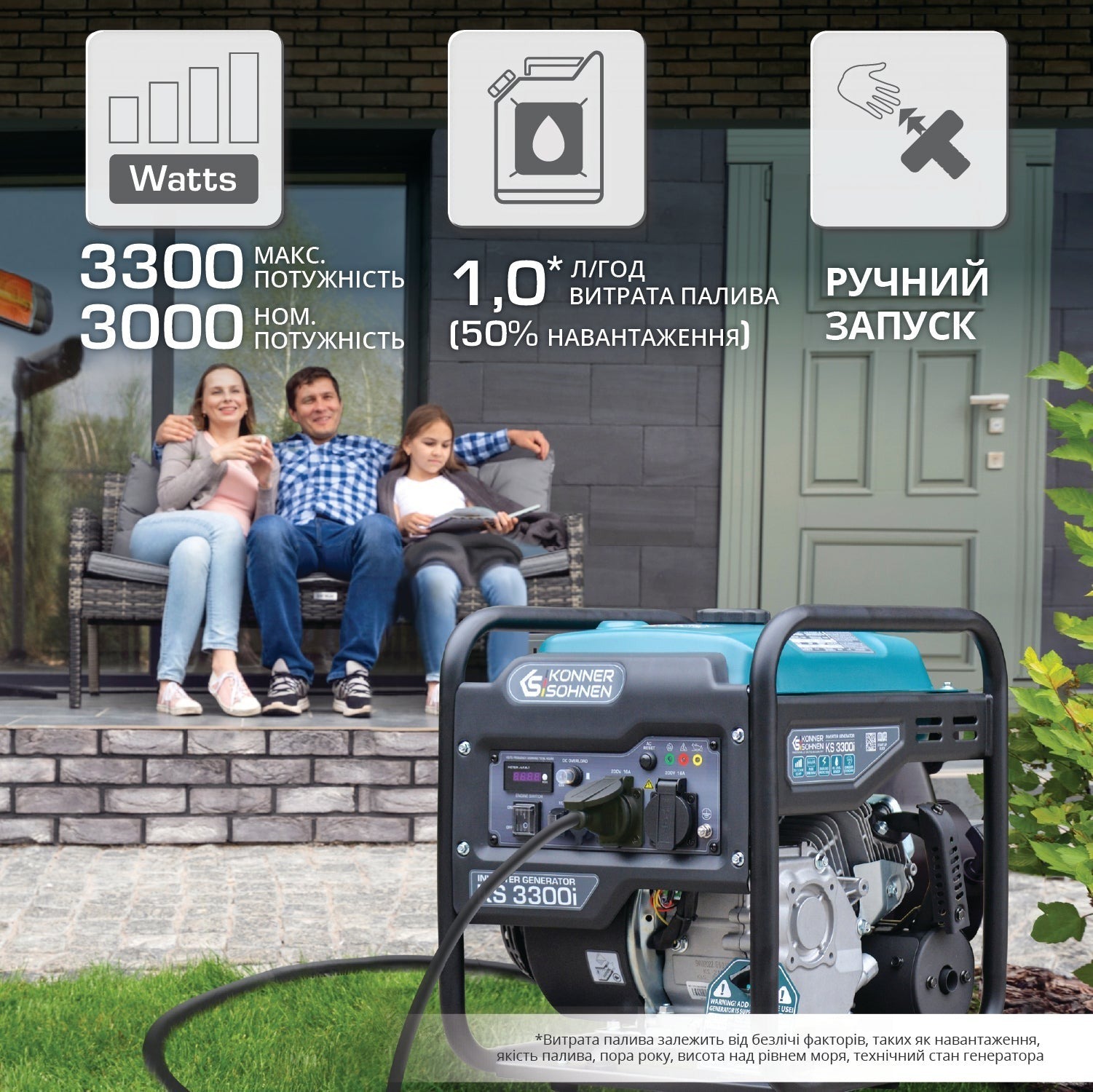 Генератор інверторний бензиновий Konner&amp;Sohnen KS 3300i, 230В, 3.3кВт (KS3300i)фото