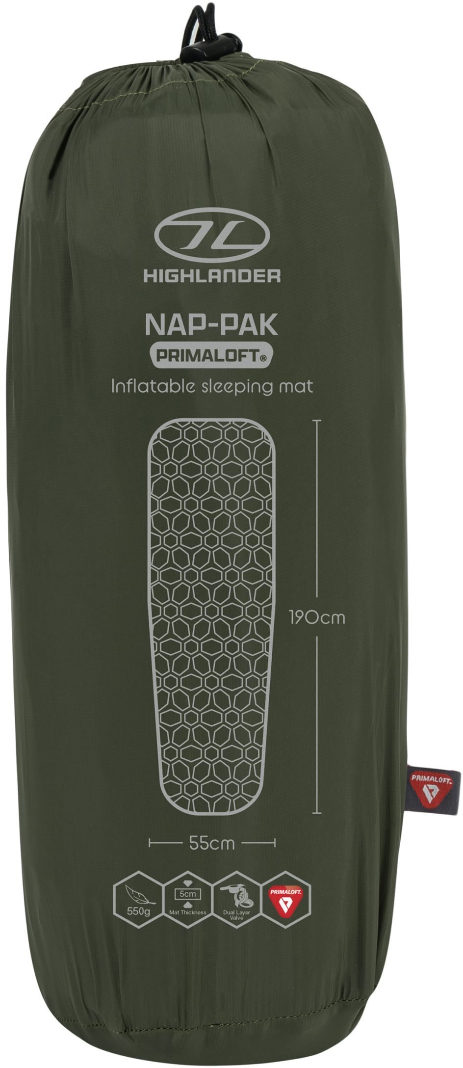 Надувной коврик Highlander Nap-Pak Inflatable Sleeping Mat PrimaLoft 5 cm Olive (AIR072-OG) фото 3