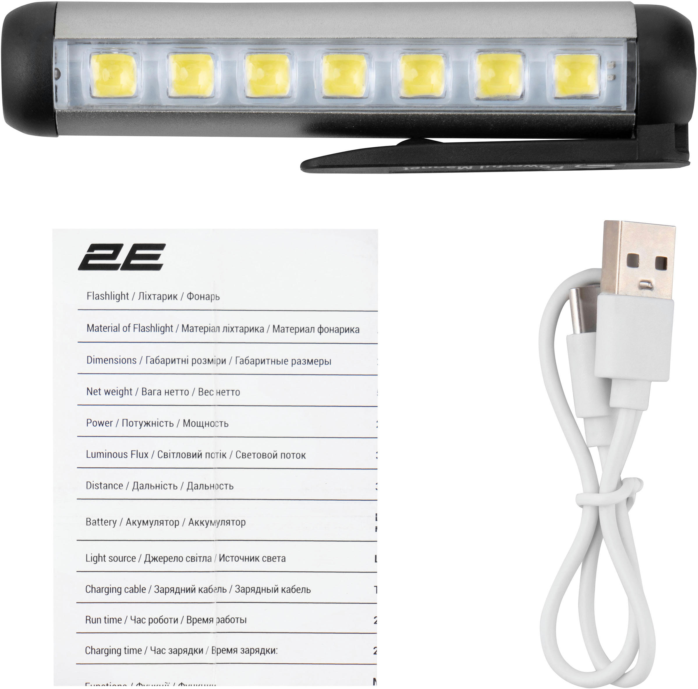 Ліхтар ручний 2E, USB-C, 500мАг, 300лм, 3Вт (2E-PYB145BI)фото10