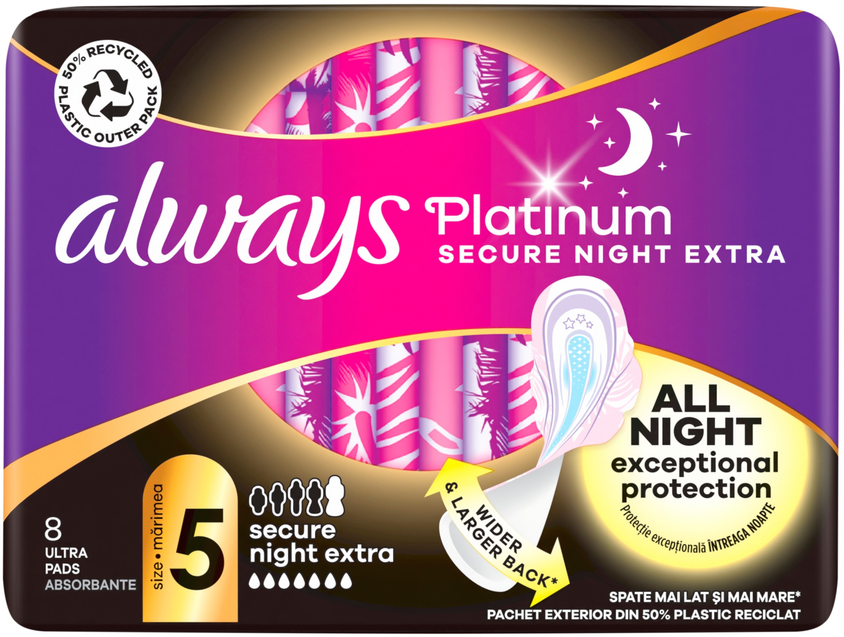 Гігієнічні прокладки Always Platinum Secure Night Extra (Розмір 5) 8 штфото