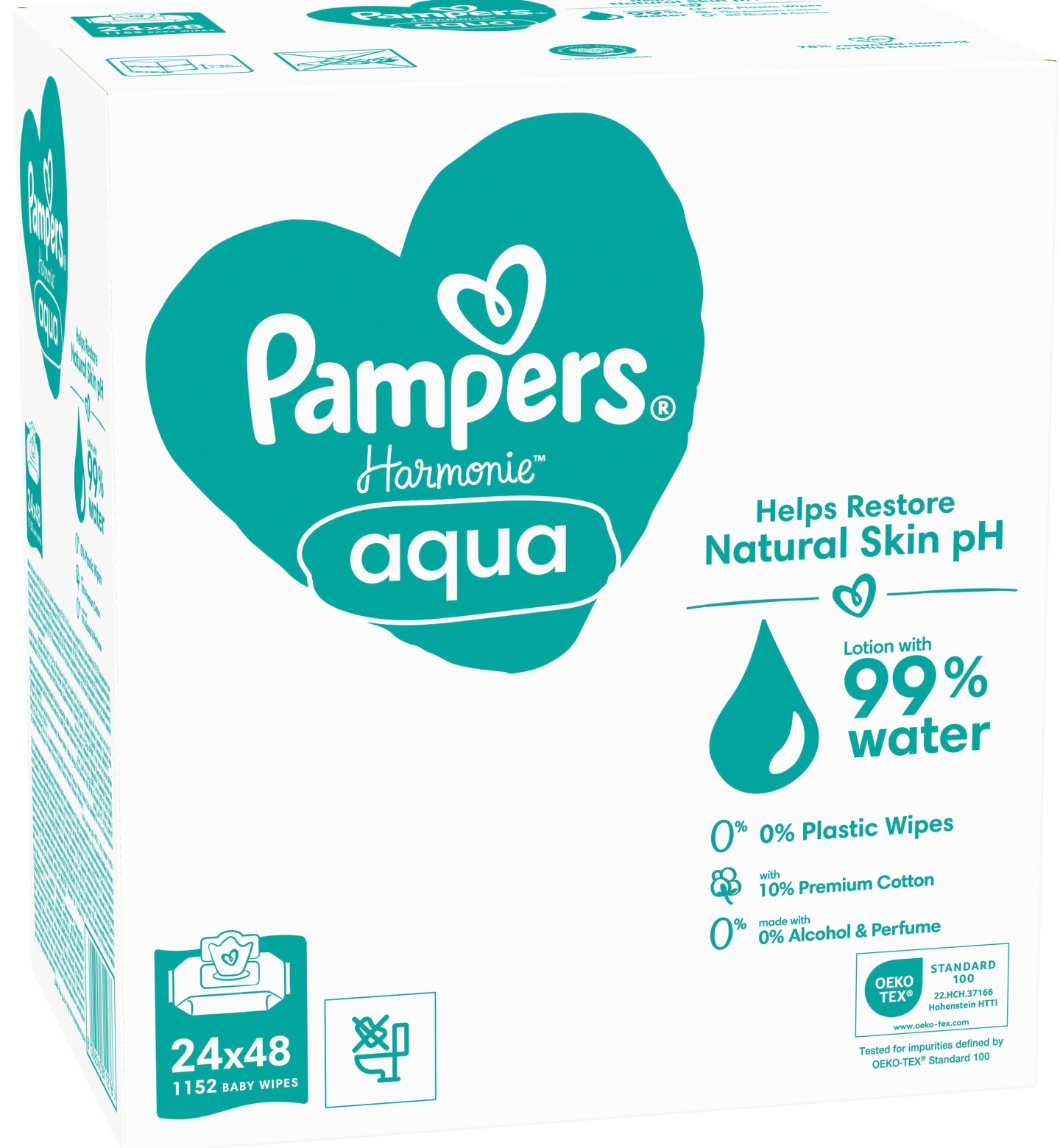 Салфетки влажные детские Pampers Harmonie Aqua Baby Wipes 24*48шт фото 9