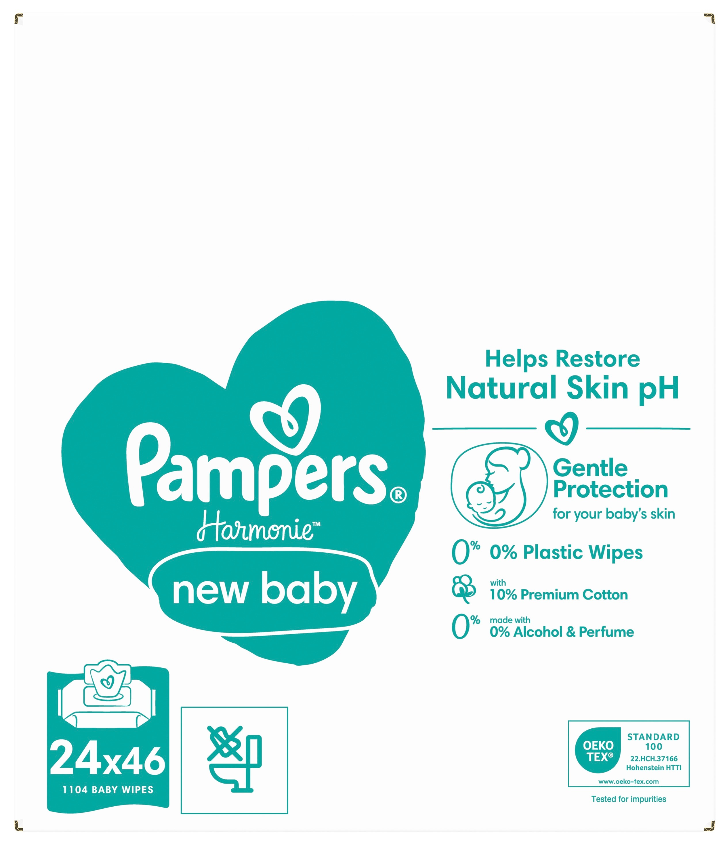 Салфетки влажные детские Pampers Harmonie New Baby 24*46шт фото 2