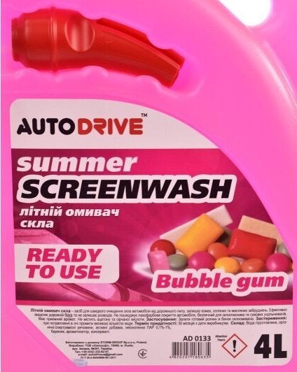 Очисник скла Auto Drive Літній Summer Screen Wash Bubble Gum 4л. (AD0133)фото2