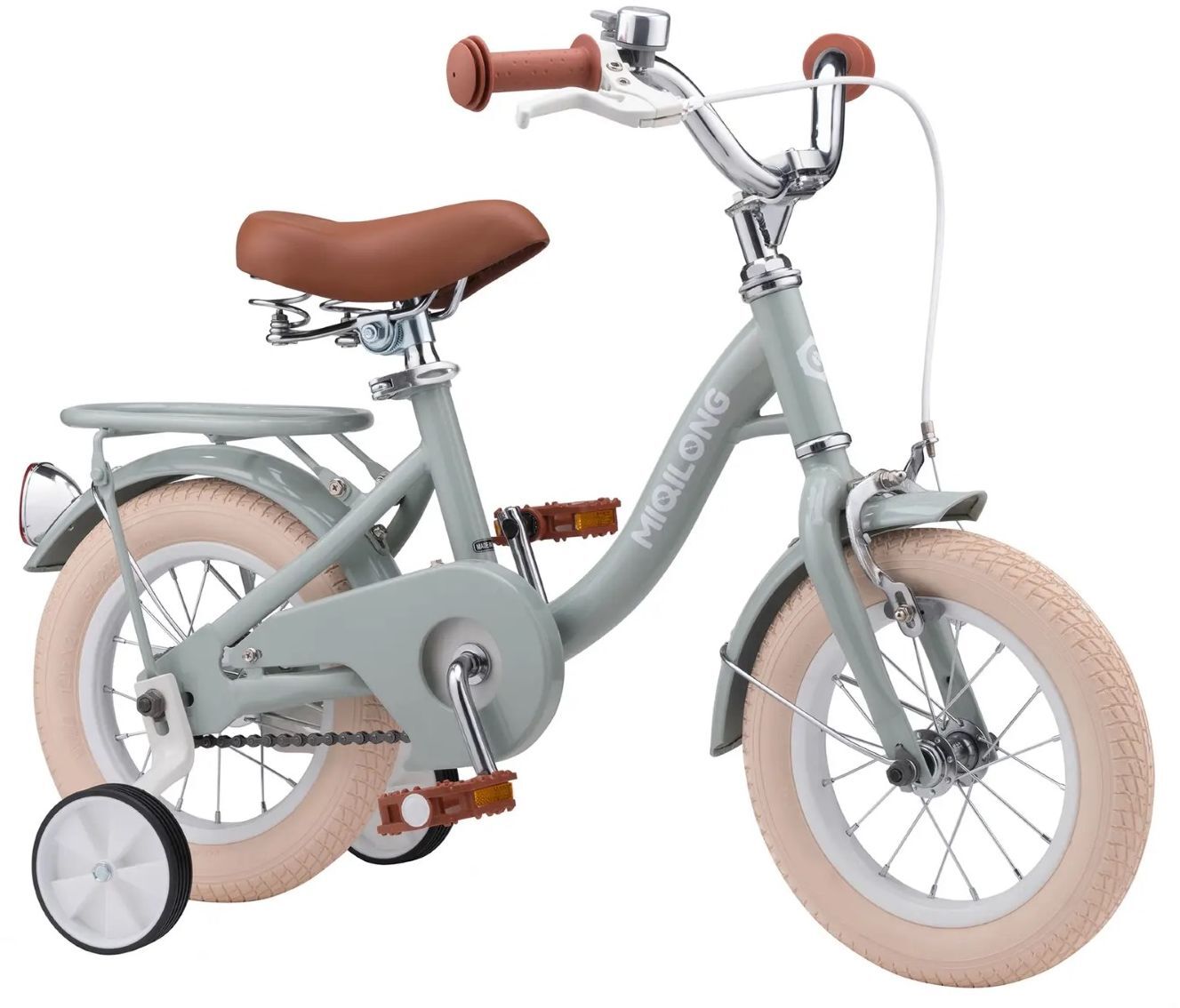 Детский велосипед Miqilong LS 12" оливковый фото 6