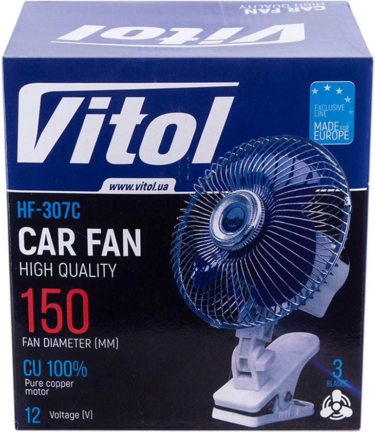 Автомобільний вентилятор Vitol 6" ВН.12.607С поворотний 12В (HF-307C)фото4