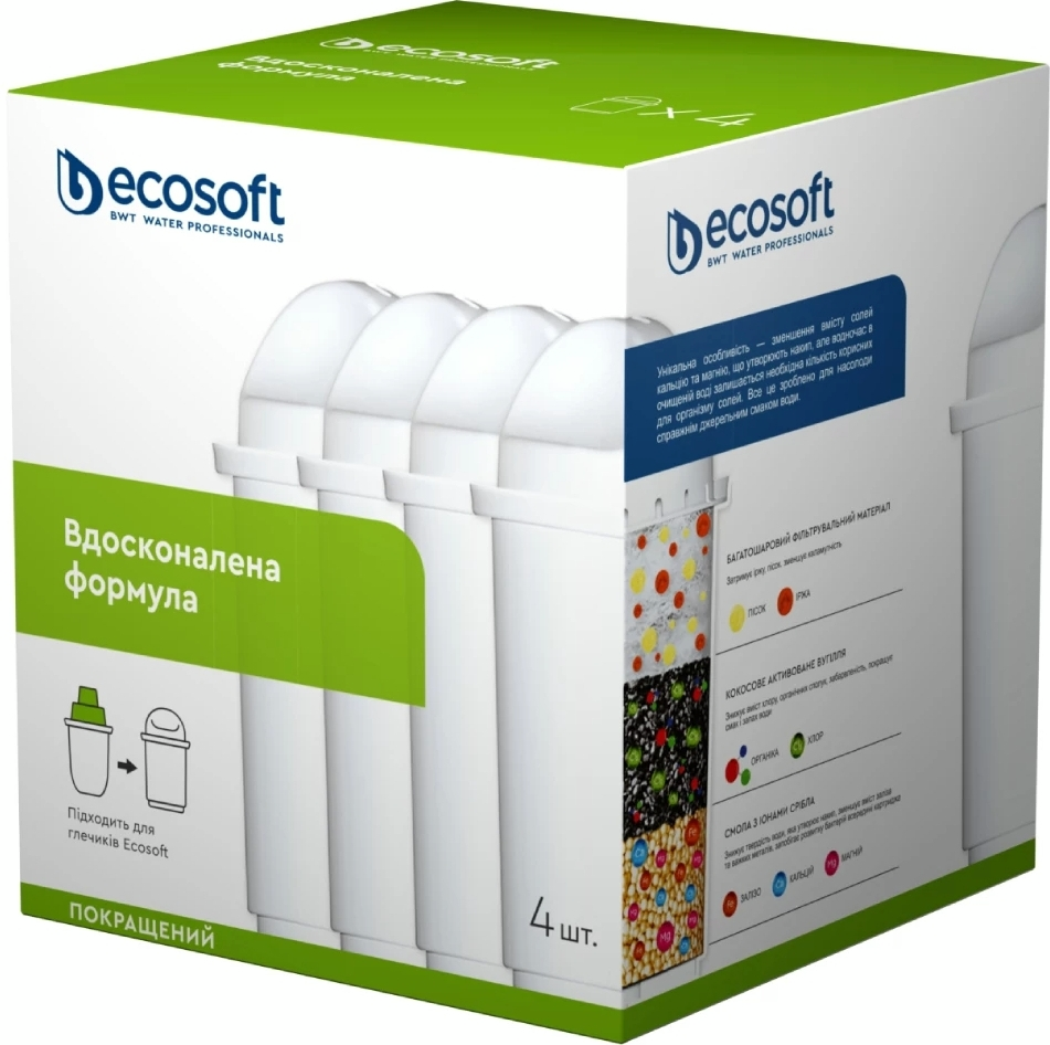 Комплект картриджів Ecosoft покращений для фільтр-глечиків Ecosoft та Наша Вода, 3+1шт (CRVK4ECO)фото2