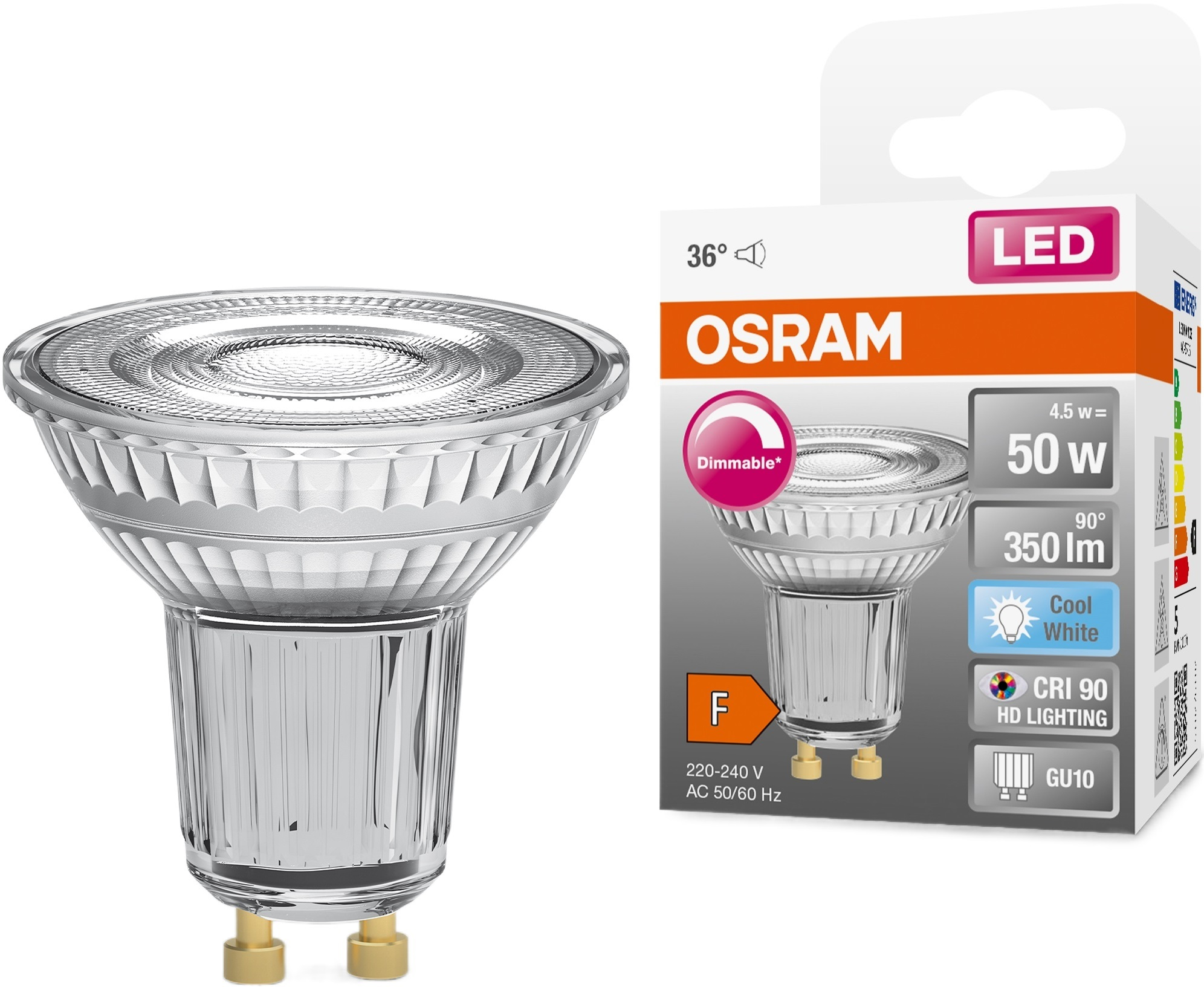 Лампа Osram Led GU10 4.5Вт 4000К 350Лм PAR1650 димується Star (4058075798120)фото2