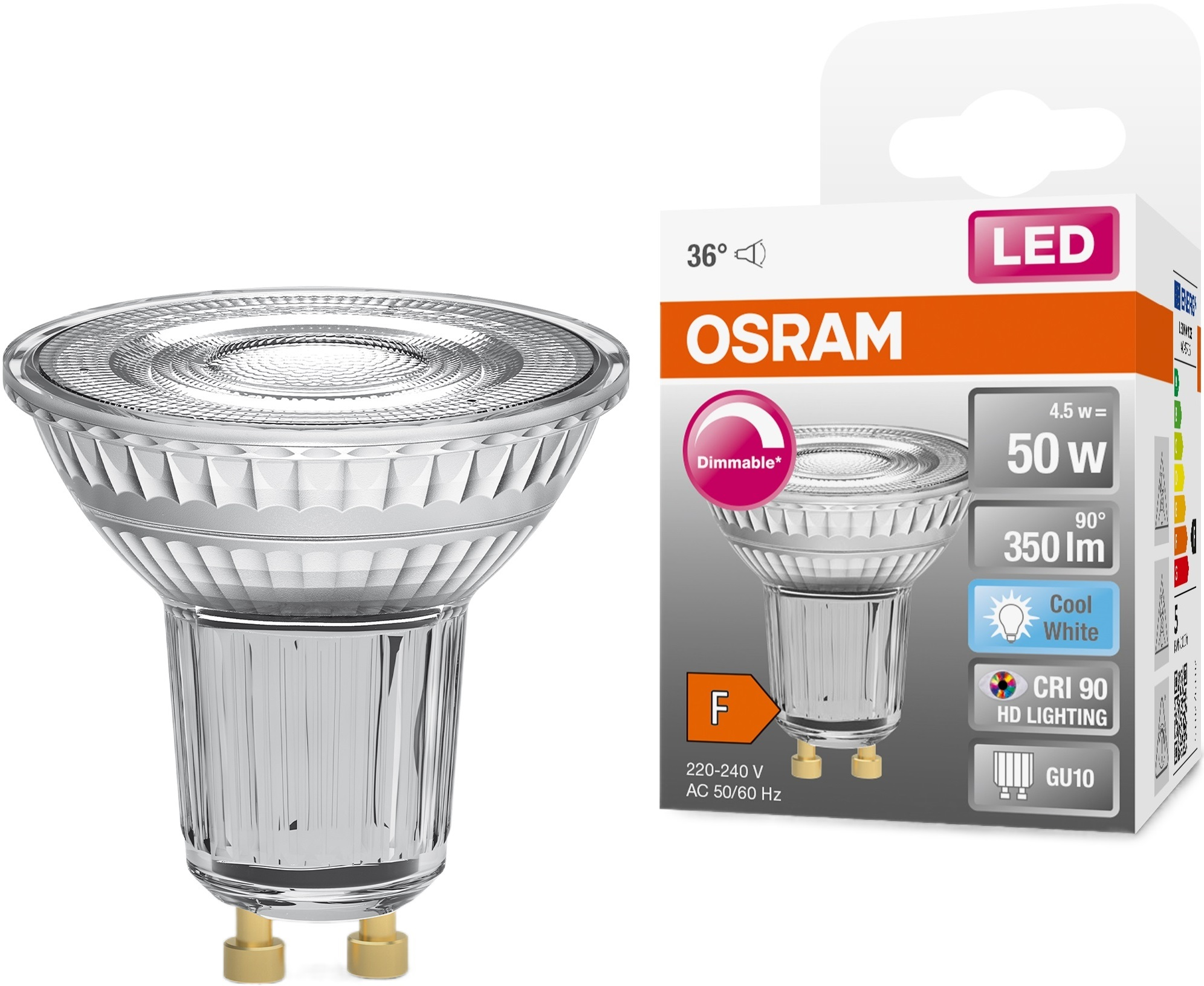 Лампа Osram Led GU10 4.5Вт 4000К 350Лм PAR1650 диммируется Star (4058075798120) фото 2