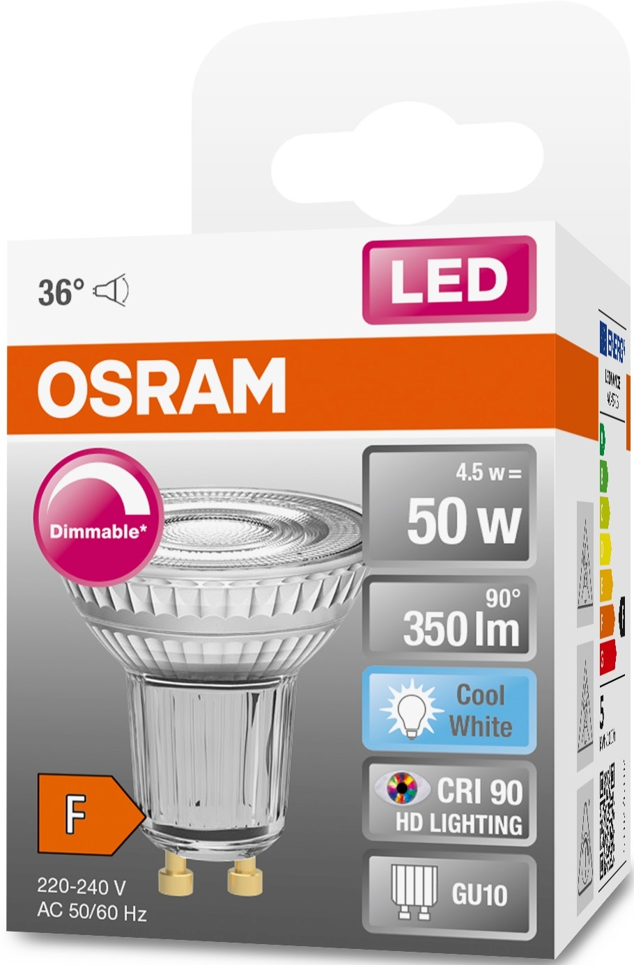 Лампа Osram Led GU10 4.5Вт 4000К 350Лм PAR1650 димується Star (4058075798120)фото3