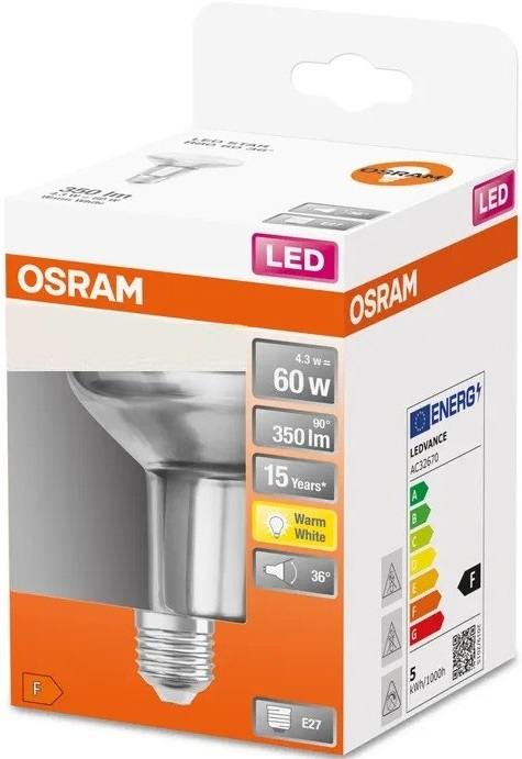 Лампа Osram Led E27 4.3Вт 2700К 350Лм R80 Star (4058075433304) фото 3