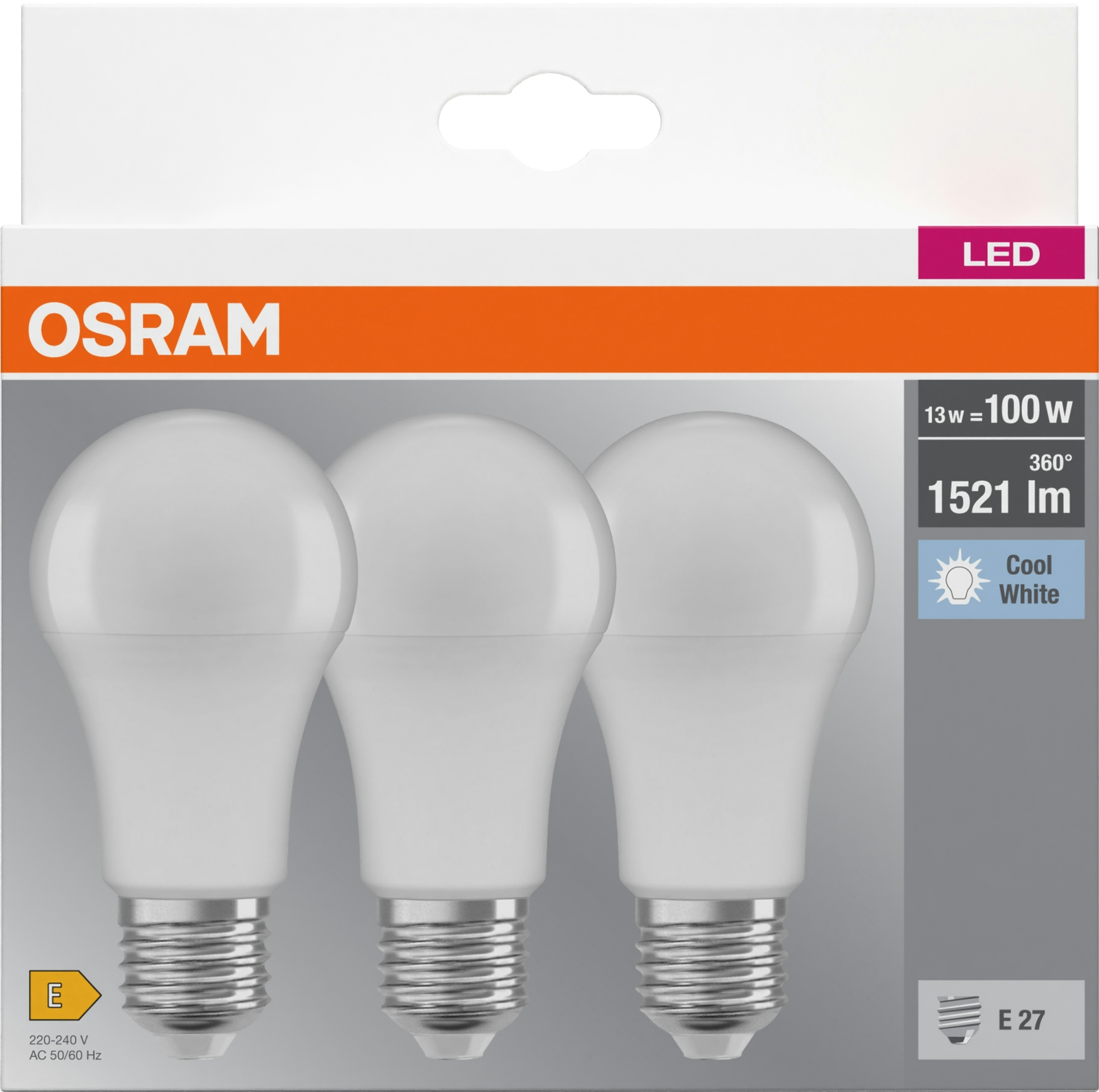 Набір ламп 3шт Osram Led E27 13Вт 4000К 1520Лм A60 (4058075819559)фото7