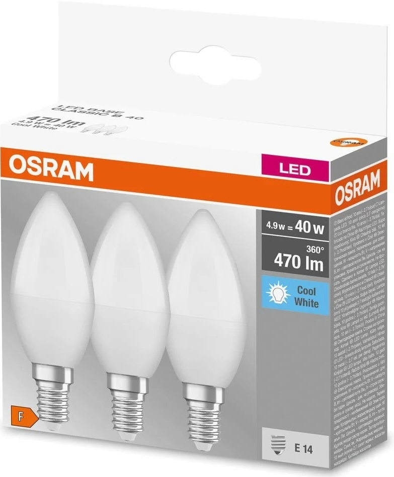 Набір ламп 3шт Osram Led E14 4.9Вт 4000К 470Лм B40 (4058075429680)фото5