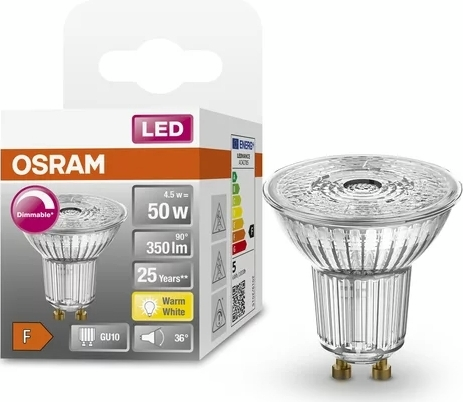 Лампа Osram Led GU10 4.5Вт 2700К 350Лм PAR16 диммируется Star (4058075797888) фото 2