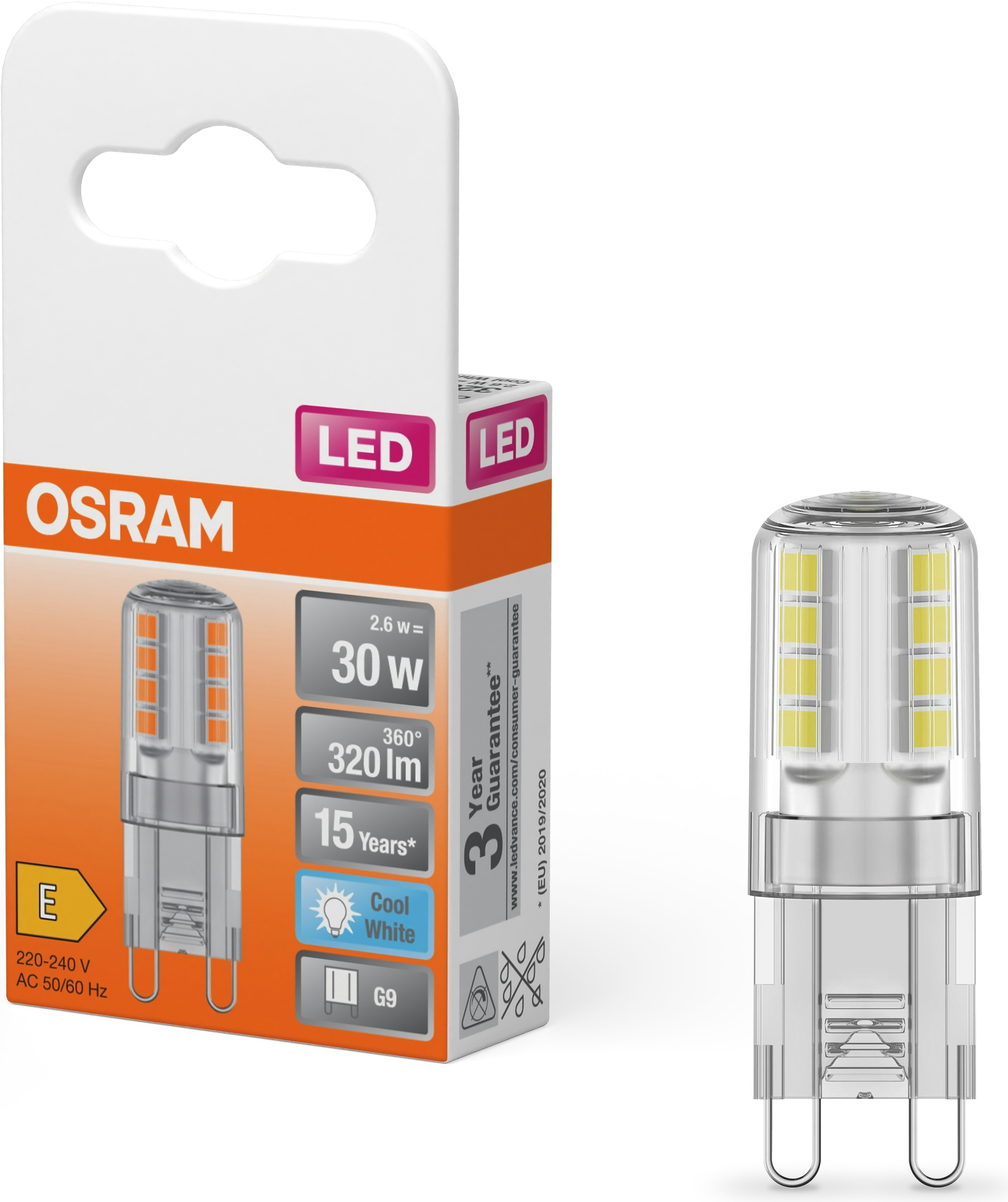 Лампа Osram Led G9 2.6Вт 4000К 320Лм PIN30 (4058075432369)фото2