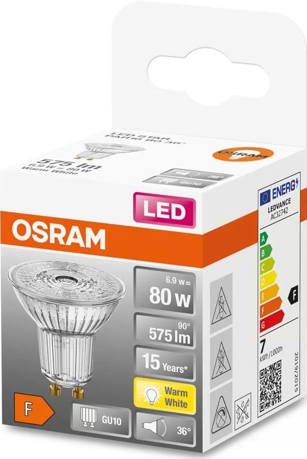 Лампа Osram Led GU10 6.9Вт 2700К 575Лм PAR16 (4058075112605) фото 2