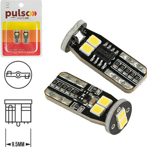 Лампа PULSO габаритна LED T10 Canbus 6SMD-2835 12V 2,7W 290lm White (LP-10290)фото3