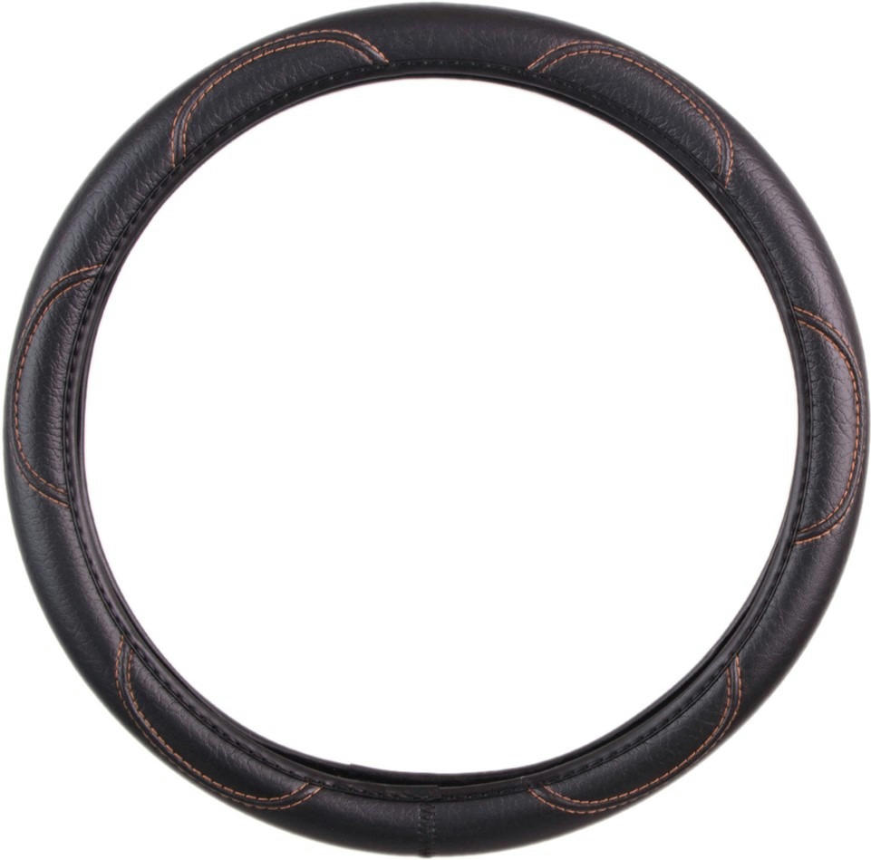 Чехол на руль Vitol L из кожзама с коричневой ниткой Черный (16113L) фото 2