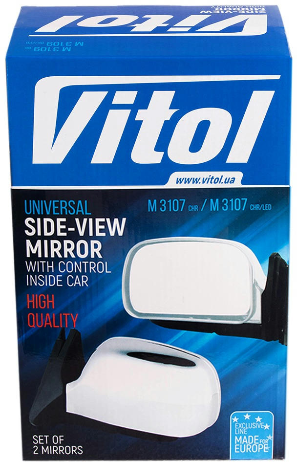 Дзеркало бічне Vitol Lada 04/05/07 LED Хром (ЗБ_3107П_CHR/LED)фото