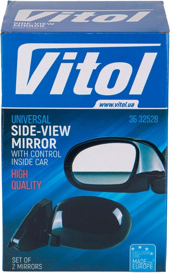 Зеркало боковое Vitol универсальное на шарнирах Черное (ЗБ_3252B_BLACK) фото 2