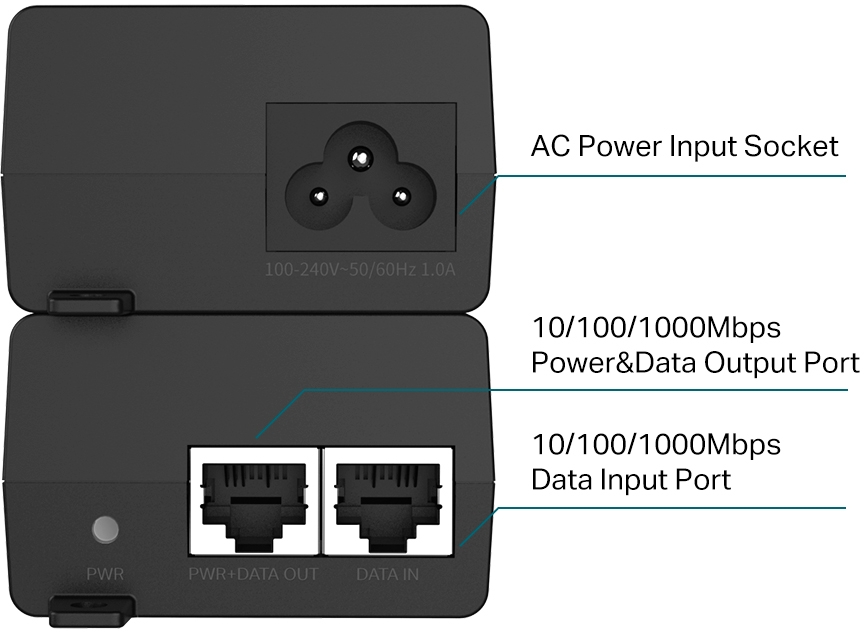 PoE-інжектор TP-LINK TL-POE160S 1xGE, 1xGE PoE, 30Вт (POE160S)фото4