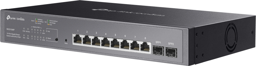 Коммутатор TP-LINK TL-SG2210MP 8xGE (8xPoE) 2xSFP, 150Вт, WebSmart (SG2210MP) фото 2