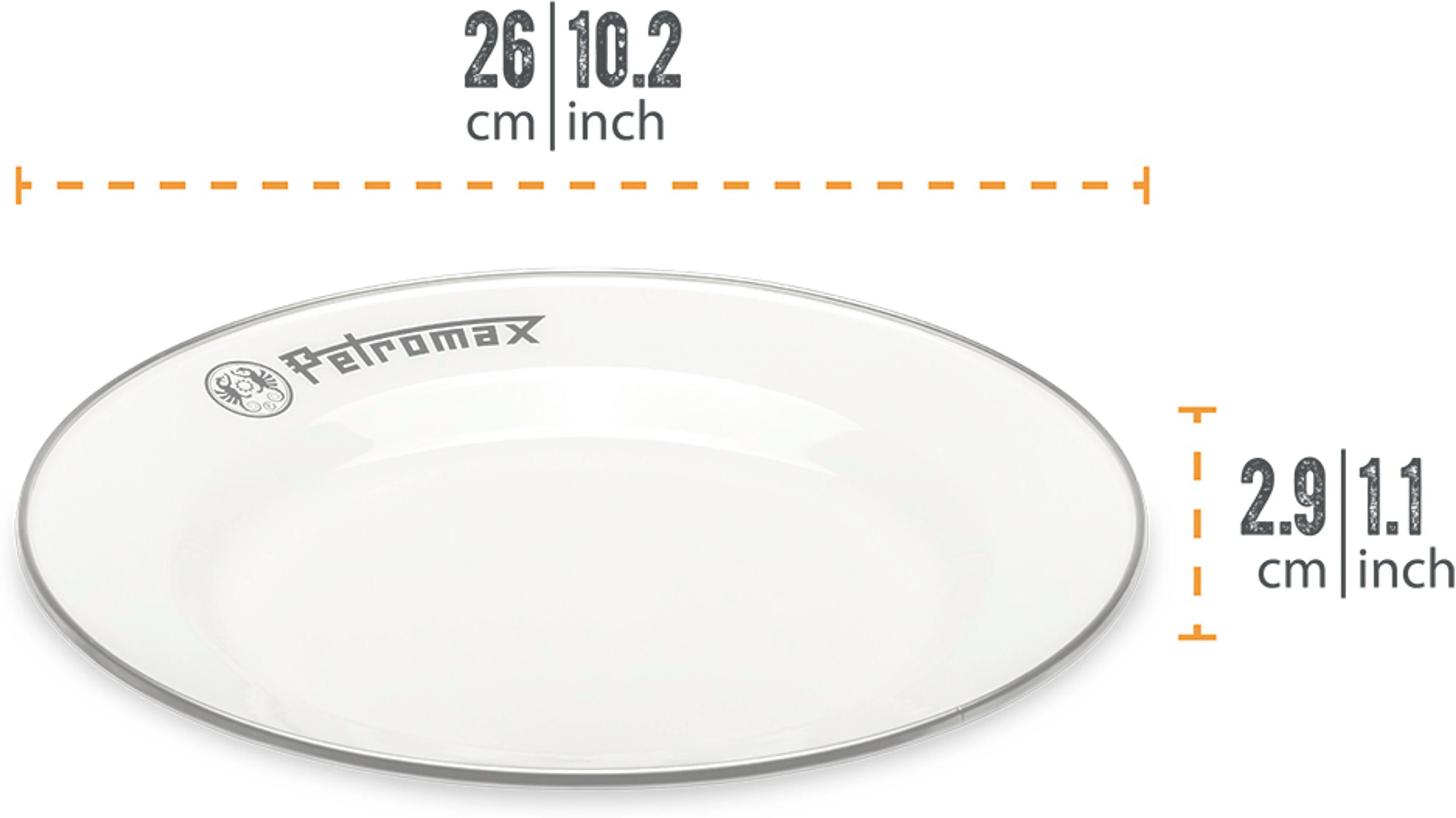 Набор тарелок эмалированных Petromax Enamel Plates 26 см Белый (2 шт) фото 3