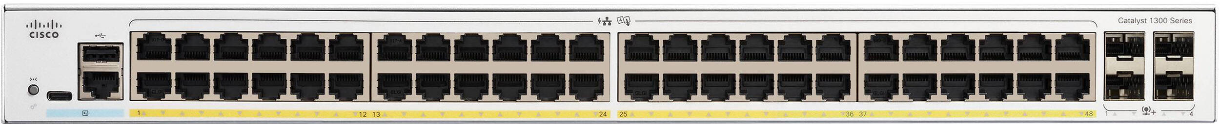 Коммутатор Cisco Catalyst 1300 48xGE, PoE, 4x10G SFP+ (C1300-48P-4X)фото2