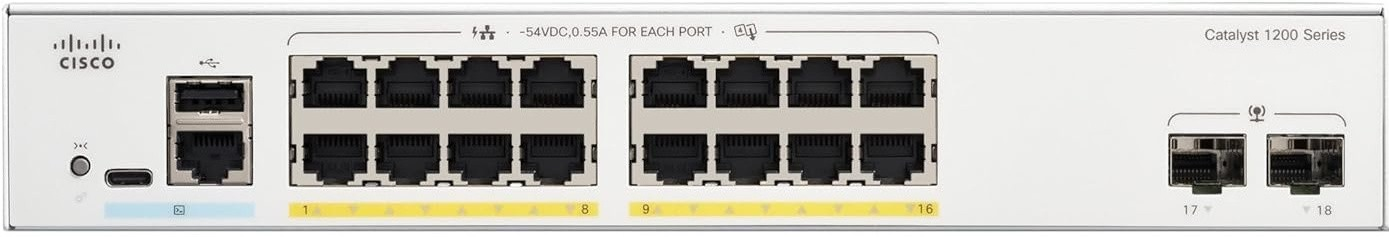 Комутатор Cisco Catalyst 1200 16xGE, PoE, 2x1G SFP (C1200-16P-2G)фото2