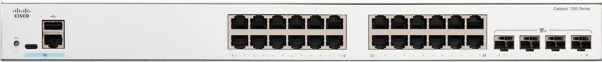 Комутатор Cisco Catalyst 1300 24xGE, PoE, 4x10G SFP+ (C1300-24P-4X)фото2