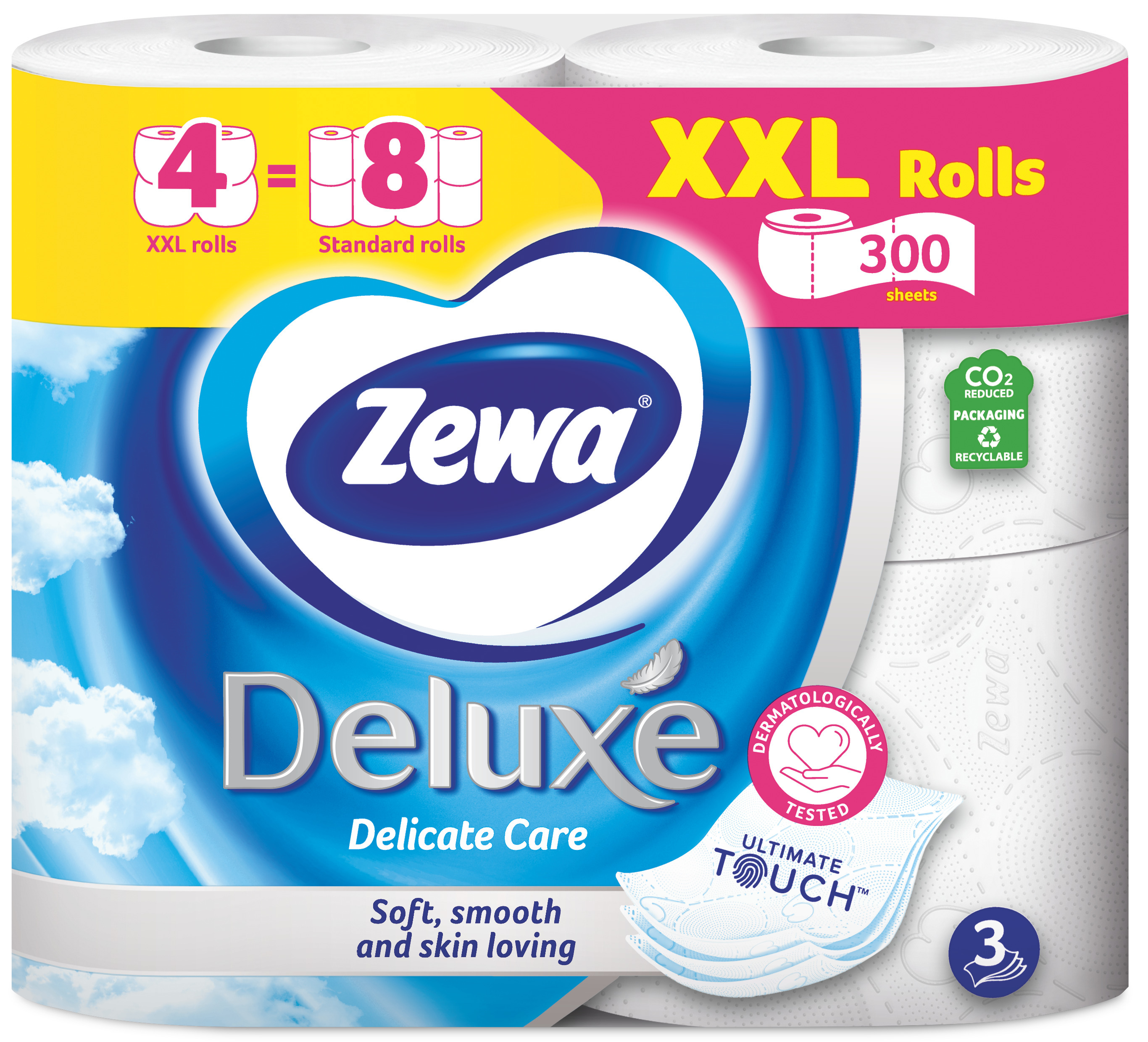 Туалетная бумага Zewa Deluxe Двойной рулон 3 слоя 4 рулона фото 