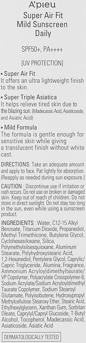 Сонцезахисний крем A`pieu Super Air Fit Mild Sunscreen Daily SPF50+ 50млфото3