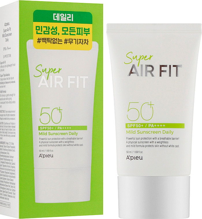 Сонцезахисний крем A`pieu Super Air Fit Mild Sunscreen Daily SPF50+ 50млфото2