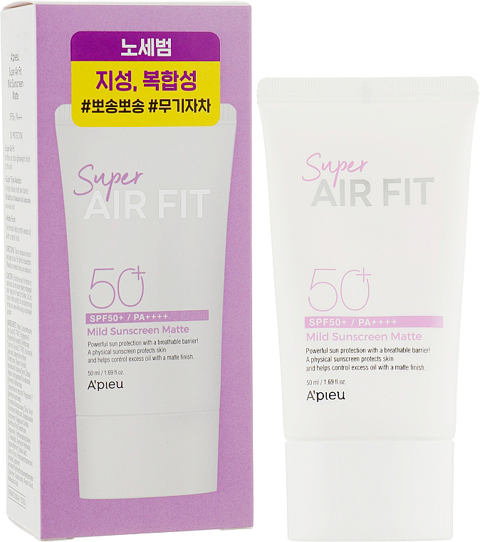 Сонцезахисний матуючий крем A`pieu Super Air Fit Mild Sunscreen Matte SPF50+ 50млфото3
