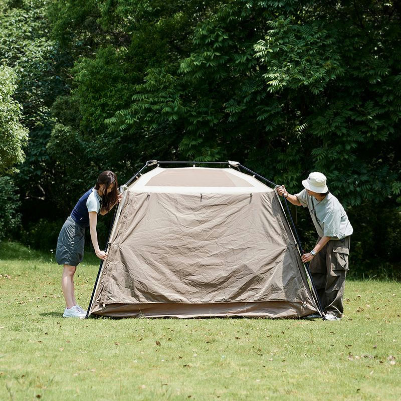 Палатка с навесом Naturehike Village CNK2300ZP022, коричневая большая фото 2