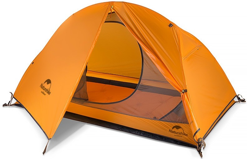 Палатка сверхлегкая одноместная с футпринтом Naturehike Cycling 1 NH18A095-D, 210T, оранжевая фото 2
