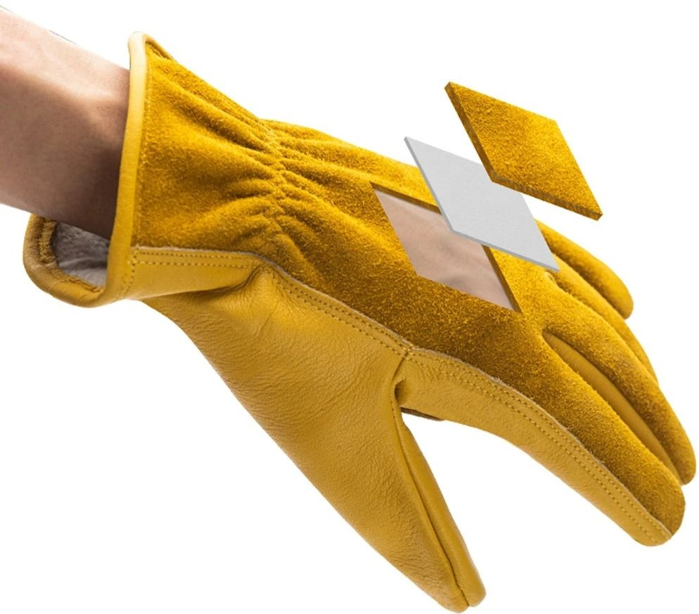 Перчатки кожаные Naturehike NH20FS041, размер L, желтые фото 2