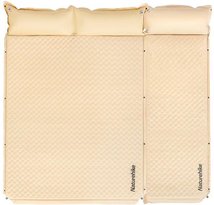 Самонадувающийся коврик двухместный с подушкой Naturehike CNK2300DZ014, 30 мм, бежевый фото 2