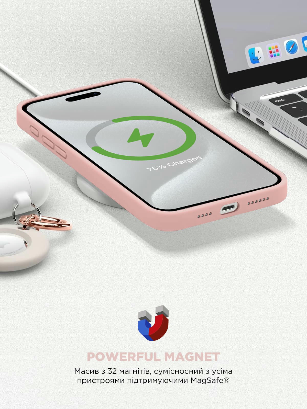 Чехол ArmorStandart ICON2 MagSafe для Apple iPhone 15 Pro Light Pink (ARM72747) фото 9