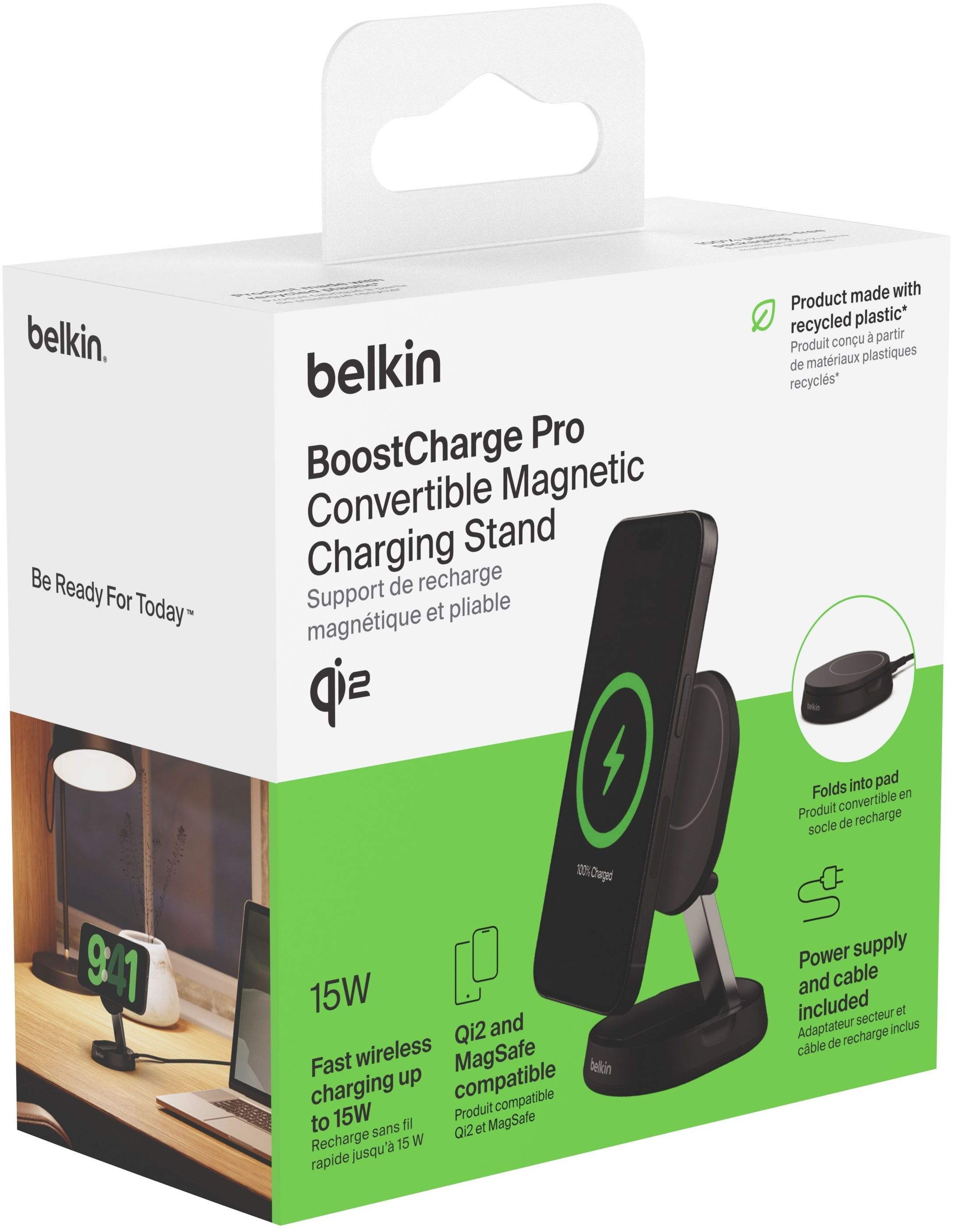 Бездротовий зарядний пристрій Belkin 15Вт Magnetic Stand Qi2 Black (WIA008VFBK)фото10