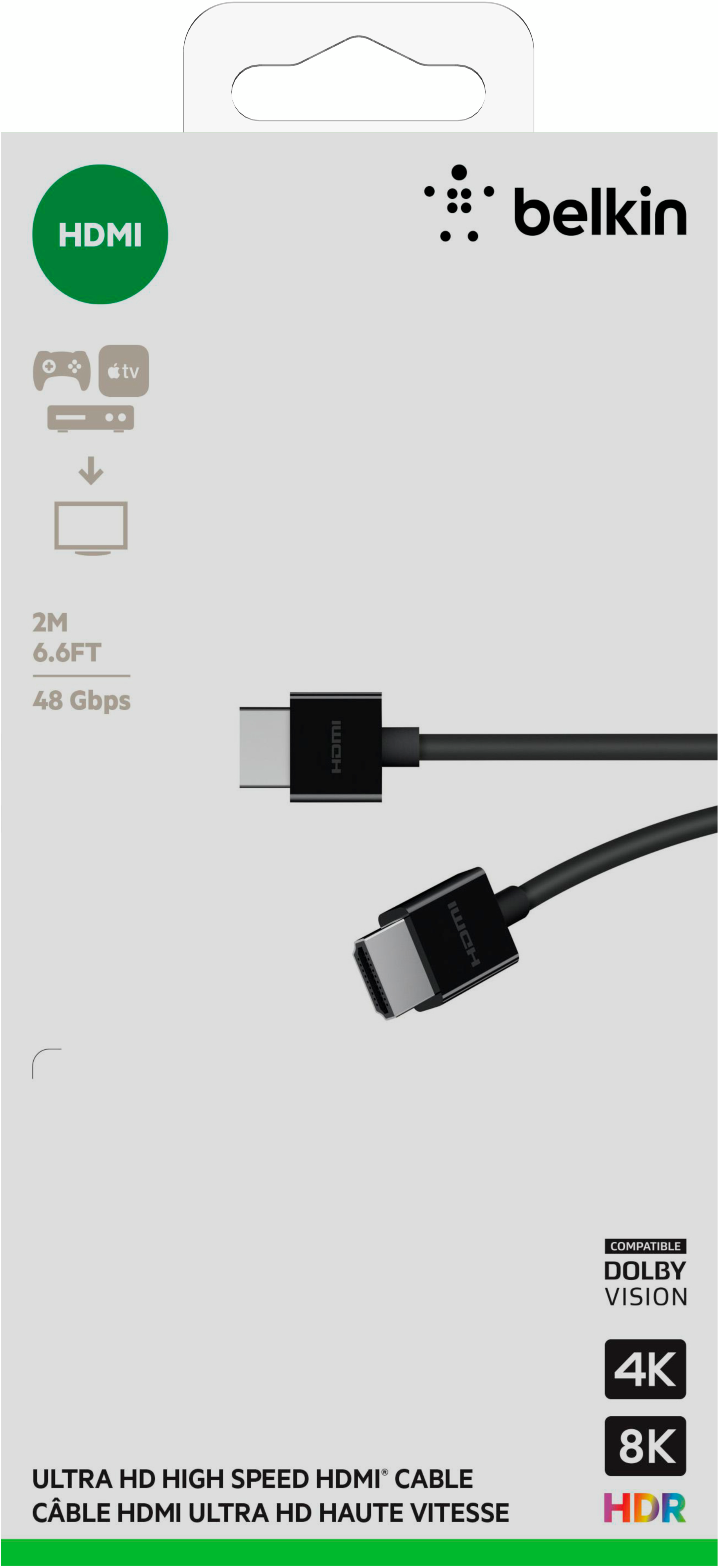 Кабель Belkin HDMI (M/M) 2м, 2.1, High Speed Ethernet Black (AV10175BT2MBKV2)фото6
