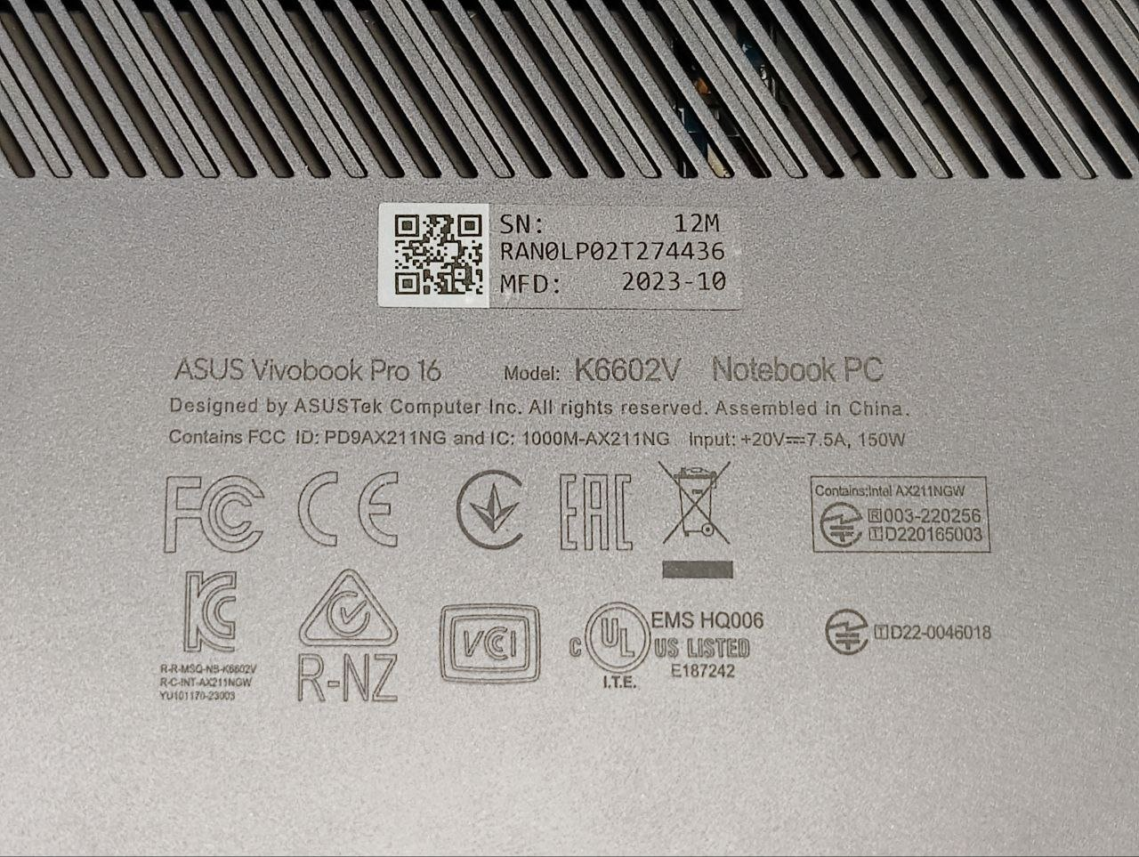 Ноутбук ASUS Vivobook Pro 16 K6602VV-MX079 OLED (90NB1141-M00390) фото 7