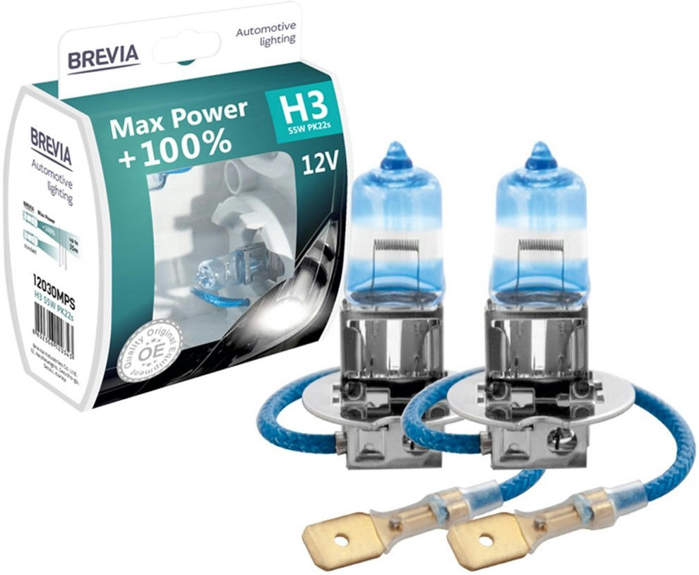 Лампа Brevia галогеновая H3 12V 55W PK22s Max Power +100% S (12030MPS) фото 2