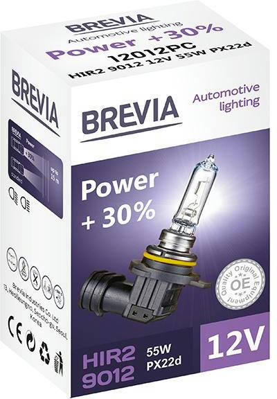 Лампа Brevia галогеновая HIR2 9012 12V 55W PX22d Power +30% CP (12012PC) фото 2