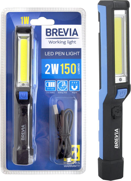 Фонарь инспекционный Brevia LED Pen Light 2W COB+1W LED 150lm 900mAh+microUSB (11220) фото 4